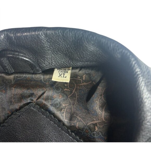 Mens‎ Black Leather Jacket XL Genuine Leather Outer Polyester Lining Elastic Hem - Picture 13 of 15